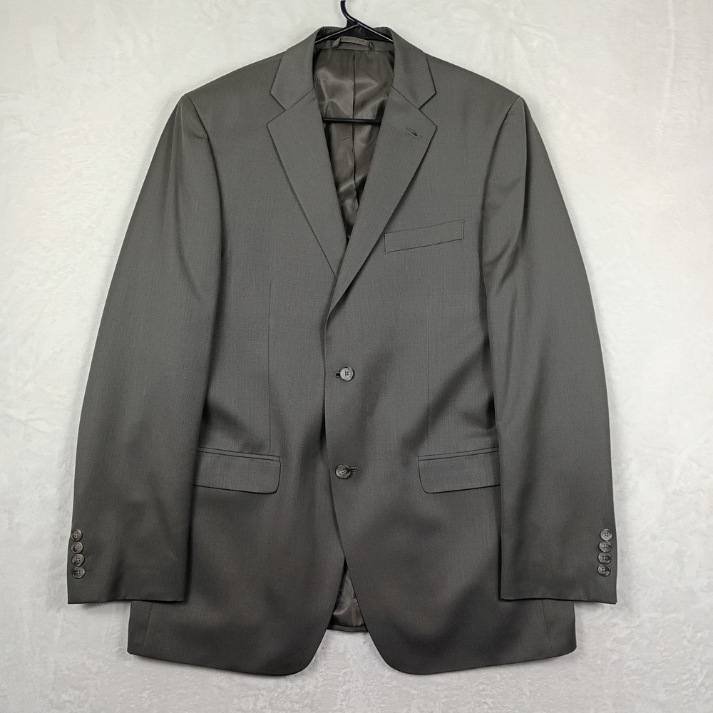 John Bartlett Blazer Mens 42L Grey Slim Fit Wool Blend Two Button Suit Jacket